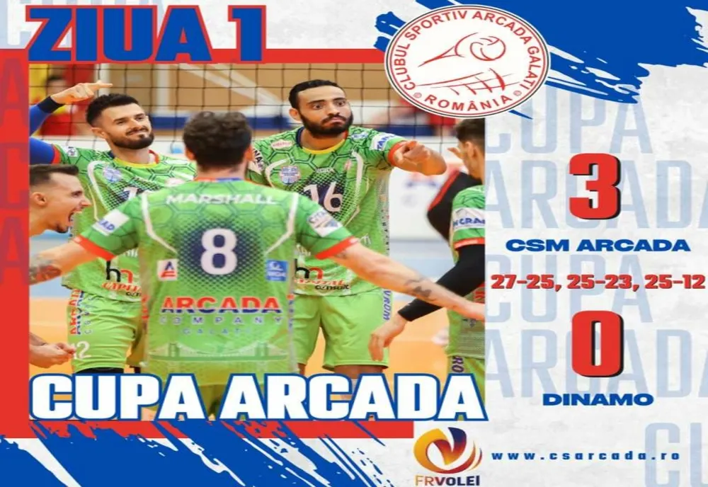 VOLEI MASCULIN: ARCADA ŞI STEAUA AU OBŢINUT VICTORII ÎN PRIMA ZI A CUPEI ARCADA