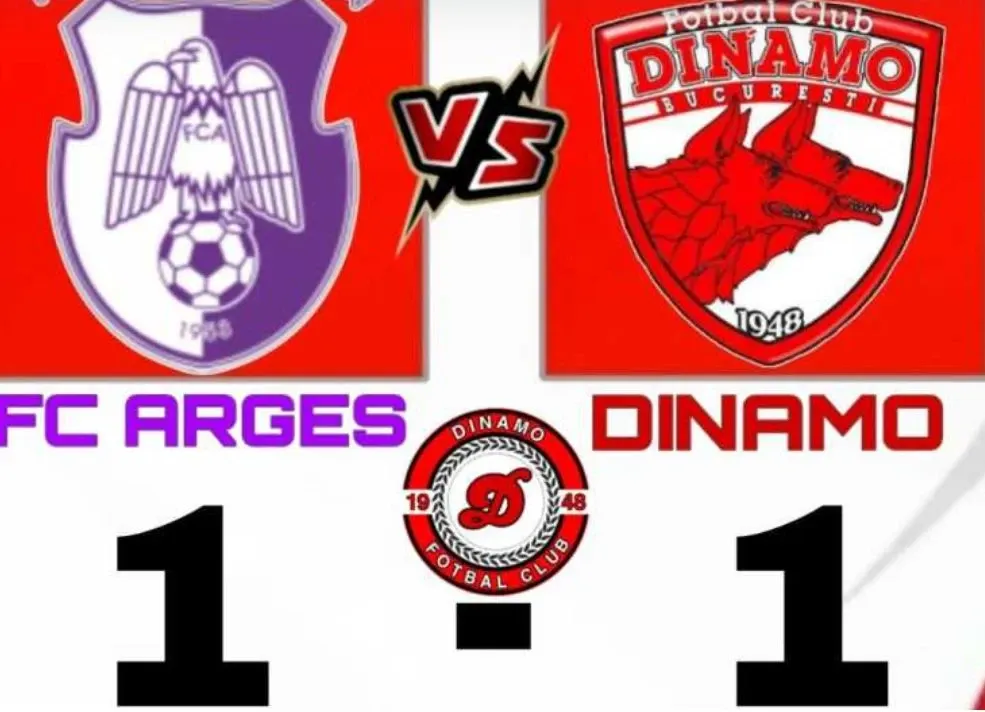 FC Argeș - Dinamo București 1-1, în play-off-ul Superligii