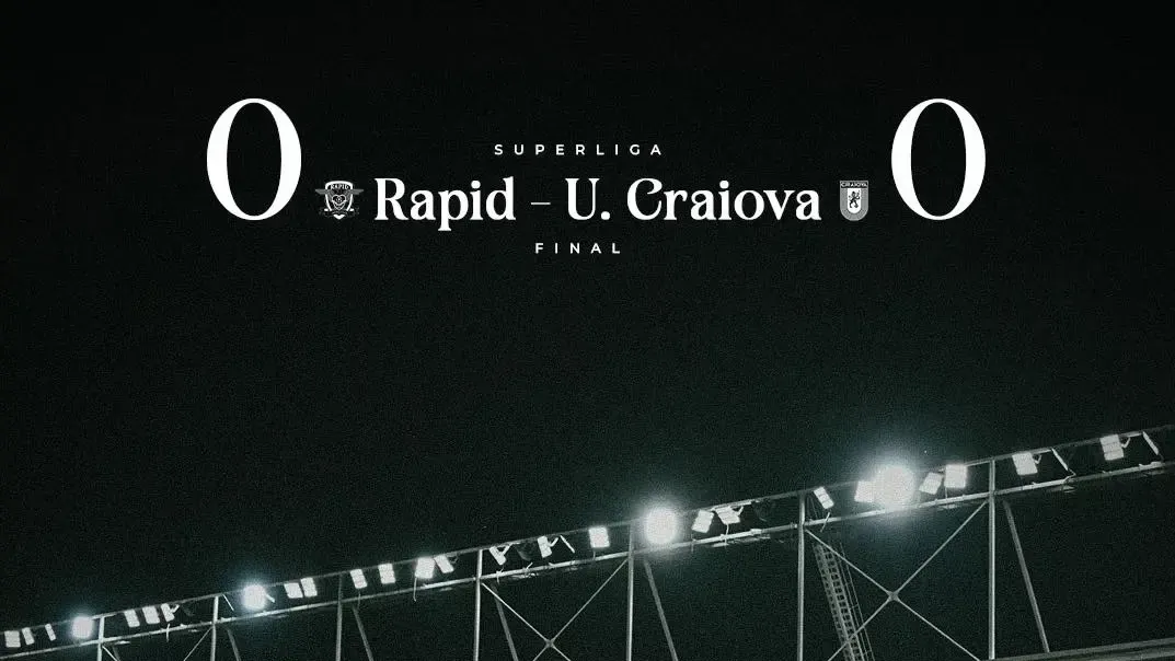 Remiză albă între Rapid și Universitatea Craiova, în ultimul meci al sezonului în Superligă
