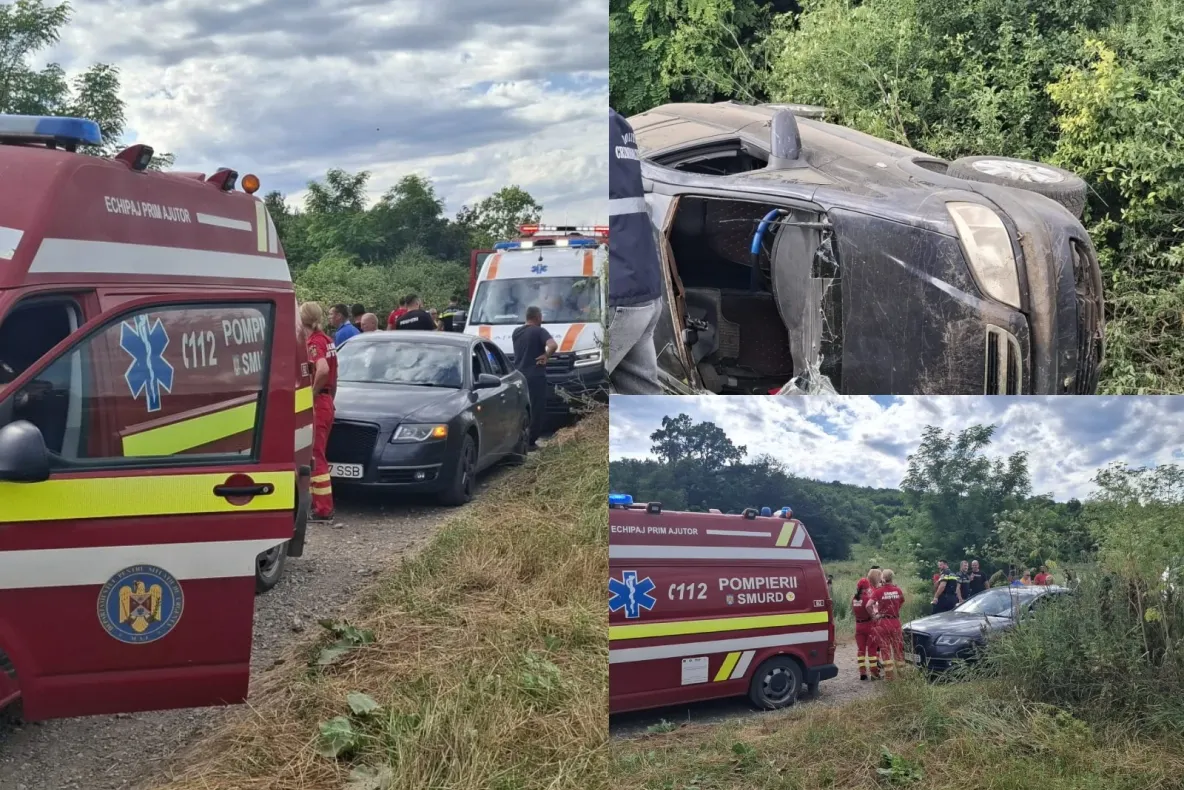 Accident tragic în județul Iași. Tânăr de 31 de ani, mort după ce mașina sa a ieșit de pe carosabil și s-a răsturnat-FOTO