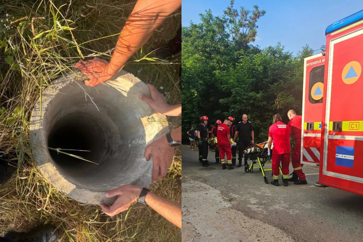 Tânăr de 18 ani, salvat după ce a căzut într-un puț de 20 de metri în Iași. Victima a ajuns la spital cu multiple fracturi