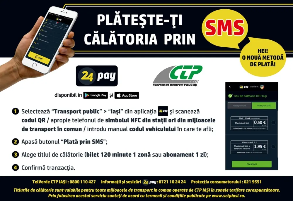 De astăzi, în Iași, poți călători cu SMS-ul