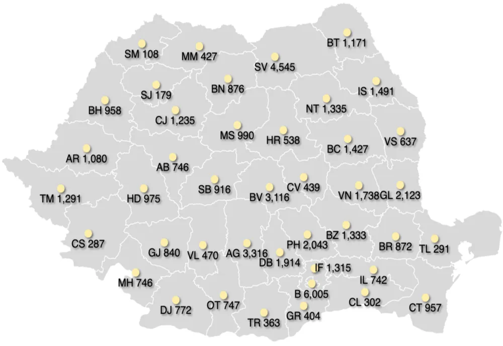 Topul județelor cu cele mai multe cazuri COVID-19 confirmate 