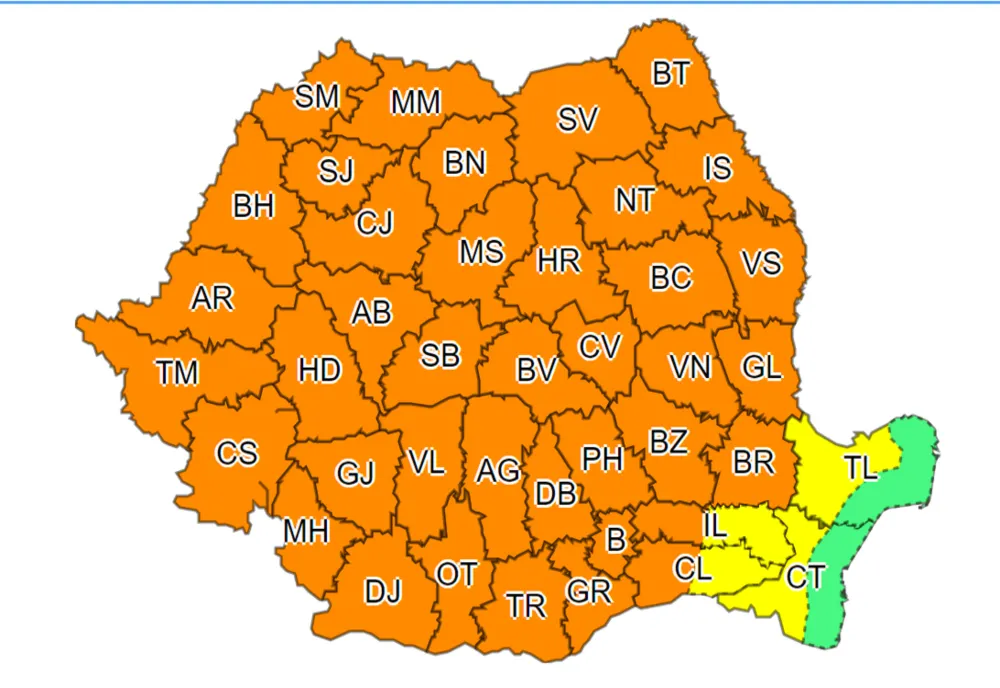 ALERTĂ METEO de furtuni pentru majoritatea județelor din țară
