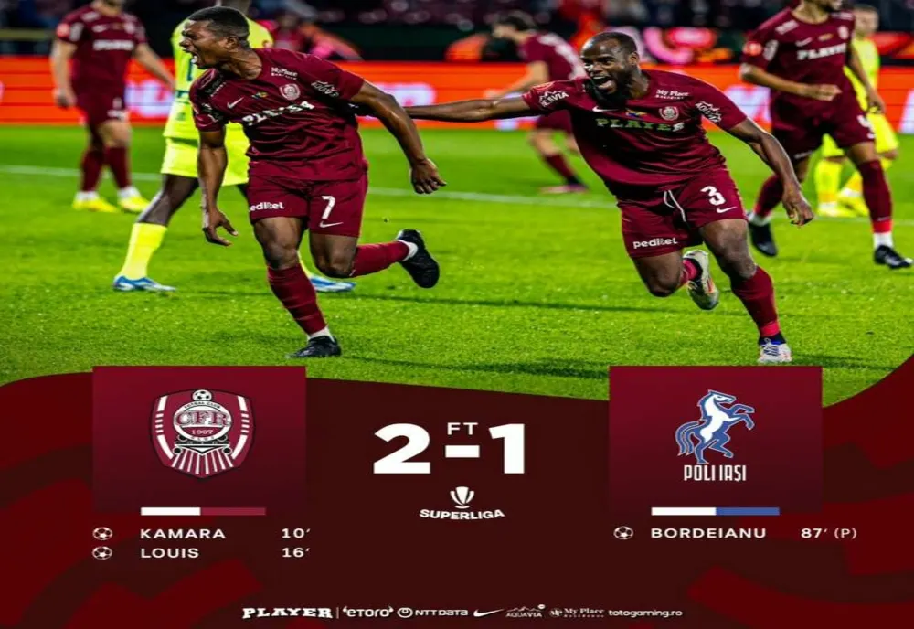 FOTBAL: CFR CLUJ - POLI IAŞI 2-1, ÎN SUPERLIGĂ