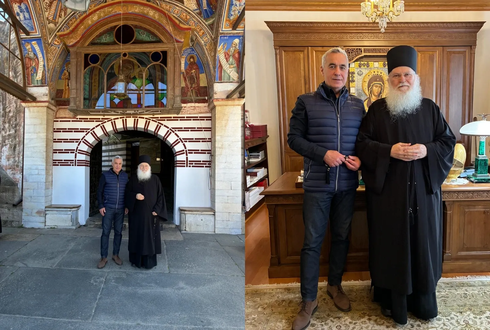 Călin Georgescu și Arhimandritul Efrem Vatopedinul. FOTO: Facebook